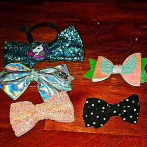 Kids Glitter Bow Hair Accessorie LOT Multicolor